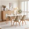 H.J WeDoo Tavolo da pranzo rettangolare con 4 sedie, set di 4 sedie scandinave e tavolo da cucina, allungabili, per soggiorno, cucina, ufficio (120-160 cm, tavolo bianco + 4 sedie cachi scuro)