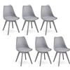GrandCA HOME Set di 6 Sedie da cucina in plastica,sedie da pranzo moderne con imbottitura e gambe in plastica,stile scandinavo,adatte per sala da pranzo,soggiorno,cucina - Grigio
