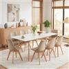 H.J WeDoo Tavolo da pranzo allungabile con 8 sedie, tavolo da cucina rettangolare e set di 8 sedie per soggiorno, cucina, ufficio (120-160 cm, tavolo bianco + 8 sedie cachi)