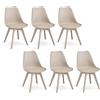 GrandCA HOME Set di 6 Sedie da cucina in plastica,sedie da pranzo moderne con imbottitura e gambe in plastica,stile scandinavo,adatte per sala da pranzo,soggiorno,cucina - Cachi