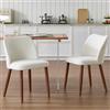 DAYALANE Set di 2 Sedie da Cucina in Tessuto Sedie da Pranzo Moderne Poltroncine da Pranzo con Gambe in Legno Sedie Imbottite per Sala da Pranzo/Soggiorno/Ristorante, Bianco