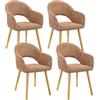 Goeurvant Set di 4 sedie da sala da pranzo con braccioli, poltrone imbottite in tessuto ciniglia con gambe in legno, sedie per cucina, soggiorno e ufficio, arancione