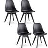 GrandCA HOME Set di 4 Sedie da cucina in plastica,sedie da pranzo moderne con imbottitura e gambe in plastica,stile scandinavo,adatte per sala da pranzo,soggiorno,cucina - Nero