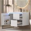 Easexcy 76x46x50cm Mobile bagno a parete, completamente laccato, illuminazione a sensore radar LED, lavabo, due cassetti, lavandino integrato, bianco (76x46x50cm)