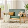 Dripex Divano a 2 posti, in tessuto, moderno e scandinavo, divano lounge in legno e tessuto di lino, per soggiorno, camera da letto, ufficio, grigio scuro, 113 x 67 x 75 cm (verde scuro)