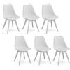 GrandCA HOME Set di 6 Sedie da cucina in plastica,sedie da pranzo moderne con imbottitura e gambe in plastica,stile scandinavo,adatte per sala da pranzo,soggiorno,cucina - Bianco