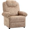 HOMCOM Poltrona Relax Reclinabile Manuale in Velluto, Poltrona Reclinabile con Poggiapiedi Estraibile e Tasca Laterale per Soggiorno, Beige