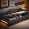 Soweiz Lettino per bambini, design semplice, stabile e durevole, letto per ragazzi e ragazze, letto imbottito con cintura a LED e spazio sottostante (grigio, 90 x 200 cm)