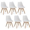 GrandCA HOME Set di 6 Sedie da cucina in plastica, sedie da pranzo moderne, gambe in plastica effetto legno, stile scandinavo, adatte per sala da pranzo, soggiorno e cucina - Bianco