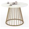 IDMarket - Tavolo da pranzo rotondo YUNA per 6 persone con base in filo d'ottone e piano ALASKA 110 cm effetto marmo bianco