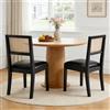 Relbiety Set di 2 Sedie da Pranzo Seduta in Ecopelle Sedie con schienale in rattan Moderne,Sedie da Cucina senza Braccioli con Gambe in Legno per Sala da Pranzo,Cucina,Nero