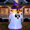 Joiedomi Fantasma Gonfiabile di Halloween Alto 1,5 m con Testa di Zucca e LED Colorati Incorporati, Fantasma Gonfiabile con Cappello da Strega per Halloween Decorazione Esterna Cortile, Giardino