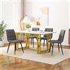 Lexiou 120 x 70 cm, tavolo da pranzo con 4 sedie, moderno set da cucina, in velluto, tavolo da pranzo in ferro dorato (velluto, grigio scuro)