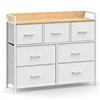 SONGMICS Cassettiera Armadietto, Armadio a 7 Cassetti in Tessuto con Maniglie, Telaio in Metallo, Stile Moderno, Bianco Nuvola e Beige Quercia LTS523W57