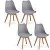 GrandCA HOME Set di 4 Sedie da cucina in plastica, sedie da pranzo moderne, gambe in plastica effetto legno, stile scandinavo, adatte per sala da pranzo, soggiorno e cucina - Grigio
