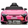 TOYSCAR Macchina Elettrica per Bambini Audi RS e-Tron Auto Elettrica per Bambini Telecomandata Sedile in Pelle Porte Apribili TAPPETINI Inclusi Doppio Motore Elettrico 12V Carico 25 kg (Rosa)