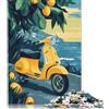 QBIREX Vespa gialla in riva al mare, puzzle impegnativo e stimolante, 100% in cartone riciclato per adulti e adolescenti, regalo di compleanno, 1000 pezzi (26x38 cm)