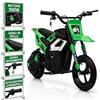 TOYSCAR Moto Elettrica per Bambini 24V 10Ah Thunder Pro Motore 350W, Minimoto Elettrica Moto Cross Elettrica, Pit Bike Elettrica, Ruote Gonfiabili 12 Freno a Disco, Sedile in Pelle, 5-10 Anni (Verde)