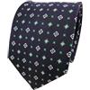 TigerTie Designer Cravatta in seta - blu verde argento lavorato - Cravatta in seta