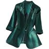 Goolecrimp da Donna Elegante Business Casual Ufficio Raso Sette Minuti Manica Blazer Sciolto Primavera Colore Solido Classico Risvolto Moda Partito Blazer (Verde Scuro,XXL)
