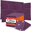 TOUO Pannelli acustici 12 pezzi 30×30×2,5 cm Viola in schiuma piramidale ad alta densità Fonoassorbenti per pareti e soffitti Studio Ufficio Gaming