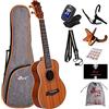 Winzz Ukulele Tenore per Adulti e Bambini 26 Pollici, Set per Principianti con Supporto e Capo (Mogano, Opaco)