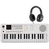 gear4music VISIONKEY-1 Mini Tastiera Portatile a 37 Tasti con Cuffie, Bianco
