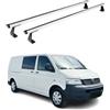 OMAC Heavy Duty Barre Portatutto Trasversali Compatibili con VW T5 T6 Transporter Multivan Caravelle 2003-2024 - 2 Stangen - Alluminio Argento