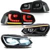 VLAND Motor Fanali anteriori e posteriori LED per Golf 6 TSI alogeni 2008-2013 [non per GTD/R], con indicatore sequenziale, lato guidatore e passeggero (Full Led Faro + Nero)