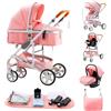ALYIKOU Passeggino trio, combinazione passeggino 3 in 1 passeggino cittadino passeggino pieghevole di lusso con passeggino ad alta vista portatile con neonato passeggino