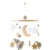Herfair Campanella da letto per bambini, con stelle, luna, pecora, in legno, per ragazze, per culla (grigio)