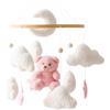 Herfair Campanella da letto per bambini con orsacchiotto, in legno, per lettino (rosa)