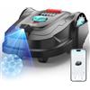 YARDCARE M800Plus Robot Tagliaerba senza filo Perimetrale, Copertura fino a 800 m²,Taglio a U,GPS + Visione AI,Controllo tramite APP,Evitamento di 150 Ostacoli(Nero e blu)