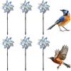 Ousuwo Set da 6 girandole riflettenti per allontanare gli uccelli, girandole da giardino scintillanti per balconi, frutteti e fattorie (argento)