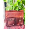 Fatto a mano Borsa A Tracolla Da Uomo In Pelle Tecnica Di Capra Vera Vintage 13"