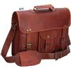 Handmade 18 " Uomo Originale Culture pelle Vintage Valigetta Portatile Tracolla Messenger