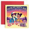 Huxters Biglietto di San Valentino divertente - Straner Things You're my Dusty Bun Fidanzato Fidanzata - Biglietto di anniversario di matrimonio per marito moglie - 14,8 cm (Dusty Bun)