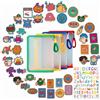 ZVRSUA Cartelline Portadocumenti A5 Set di 4, Raccolglitore Documenti con Cerniere Colorate e Manico in Peluche, Organizer Portatile per Scuola/Ufficio/Donna, Include 2 Set Creativi Adesivi
