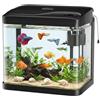 PUTINEI Acquario in Vetro Acquario Completo Acquarios Per Pesci Rossi,con Illuminazione a LED e Sistema di Filtraggio,10 Litri,Nero,Set Per Principianti