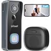 ieGeek 2.5K 5MP Videocitofono Wifi Senza Fili Esterno, 166° Campo Visivo | Citofono con Telecamera, IP65, Rilevazione Umana PIR, Audio Bidirezionale, Batteria Ricaricabile, Visione Notturna, 2.4 GHz