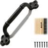 PHMING Maniglie Armadio in Ghisa, Maniglia Porta 230mm, Design Retrò Nero | Maniglie per Porte Interne con Viti, Adatto per Armadi, Garage, Giardini