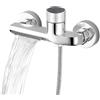 DEANKEJI Cascata Rubinetto Bagno Regolabile in Argento con Temperatura, Rubinetti Bagno a Doppia Funzione con Manopola Antiscivolo, Rubinetto Doccia in Lega di Rame per Doccia a Parete, Dormitorio