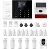 PGST Allarme Casa WiFi Senza Fili,Kit Antifurto con Sirena Esterna e WIFI Telecamera,Supporta Sim 4G e App Smart,Sistema di Sicurezza Domestica Completo e Configurato con Alexa e Google Assistant