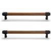 DSWZLQDXB 2 pezzi Tiretti massiccio Wood Tiretti Cassetto in Legno di Noce Base in lega di alluminio Maniglie per Armadio maniglione Pomello Manopole per cassettiera,decorazioni (Hole spacing 128mm,black)