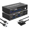 BolAAzuL DisplayPort USB 3.0 + HDMI KVM Switch Dual Monitor 2x2, BolAAzuL 4K@60Hz KVM Switch 2 PC 2 monitor con 4 USB 3.0, KVM Switch DP 1.4 + HDMI 2.0 per 2 PC parti mouse, tastiera e monitor
