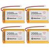 YELUFT 4 batterie ricaricabili ai polimeri di litio 3,7 V 2000 mAh 1S con scheda di protezione e spina JST 1.25 per scheda di sviluppo ESP32