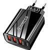 Generisch Caricabatteria - Caricatore Multiplo Veloce Con Presa Multipla Elettronica Per Casa Ufficio Auto Viaggi Tablet & Computer