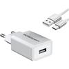 TechExpert - Kit caricabatterie compatibile con tablet e smartphone con porta USB tipo C, 5 V, 2 A, 10 watt