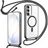 Oelrstfe Cover Magnetica con Cordino per Samsung Galaxy S26, Nero | Trasparente Custodia con Magnetico Sottile con Laccio Collana Tracolla Regolabile Antiurto Case con Collana