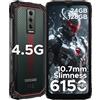 DOOGEERugged BLADE10 Energy Rugged Smartphone 4.5G, 24GB+128GB(TF 2TB), 6.56 HD+90Hz Telefono Indistruttibile Android 15, 6150mAh Batteria, Octa Core, 16MP+8MP, Widevine L1/IP68/GPS/Face ID/NFC
